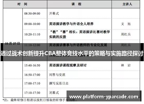 通过战术创新提升CBA整体竞技水平的策略与实施路径探讨